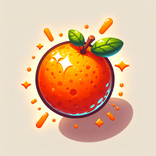 Orange.
In-Game asset.  2d.  Blank background.  No shadows
