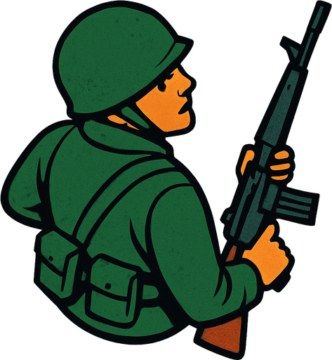 Let's look at soldiers from a bird's eye view, but the soldier should look back and have a weapon in hand..
In-Game asset.  2d.  High contrast.  No shadows