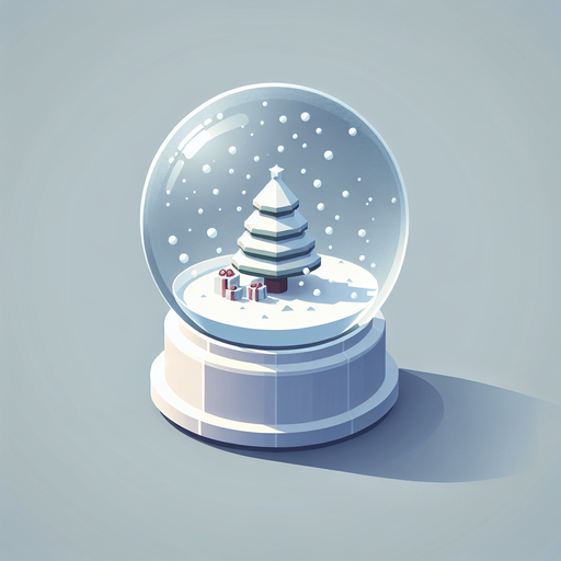 a christmas snow globe. plastic style. Single Game Texture. In-Game asset. 2d. Blank background. High contrast. No shadows.
