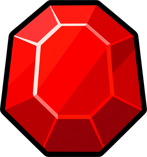 red gem.
In-Game asset.  2d.  High contrast.  No shadows