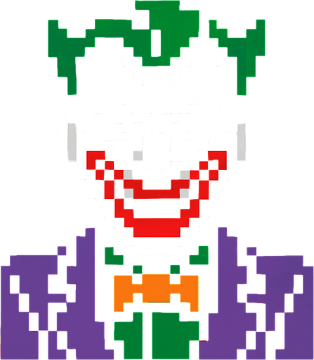 pixel art joker.
In-Game asset.  2d.  High contrast.  No shadows