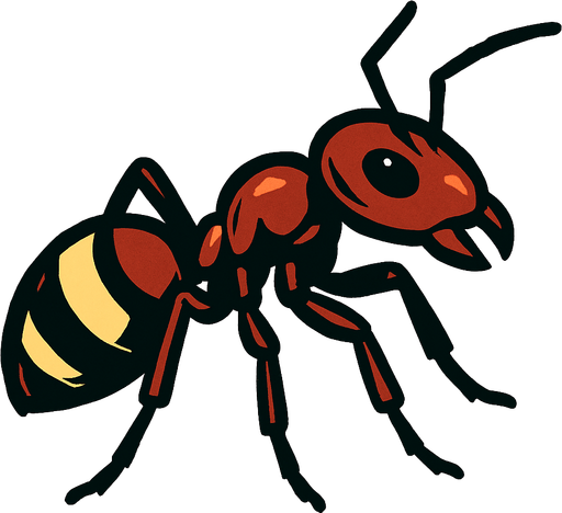 ant without background.
In-Game asset.  2d.  High contrast.  No shadows