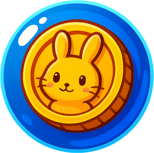 the coin inside the bubble have a cute rabbit