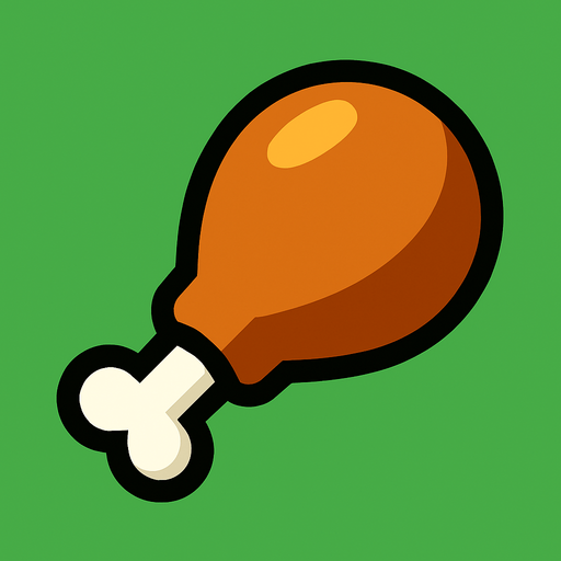 Survivor.io style 2D 1 chicken leg..
In-Game asset.  2d.  High contrast.  No shadows