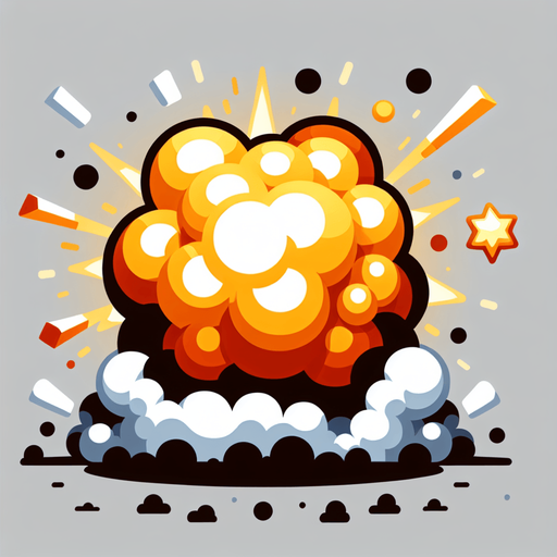 explosion.
Single Game Texture. In-Game asset. 2d. Blank background. High contrast. No shadows.
