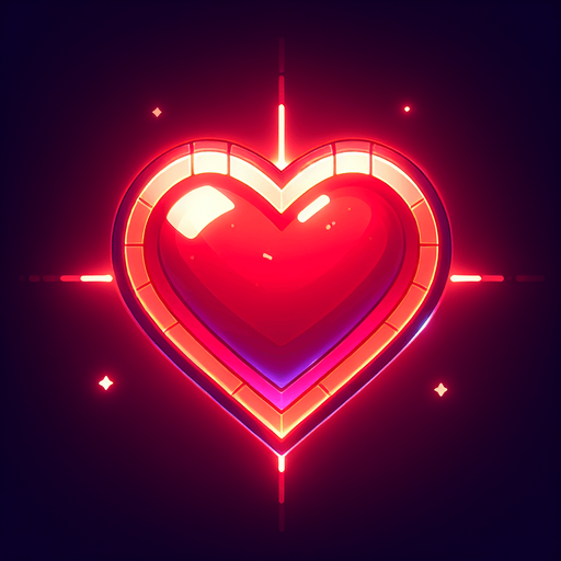 red shining heart symbol.
Single Game Texture.  In-Game asset.  2d.  Blank background.  High contrast.  No shadows