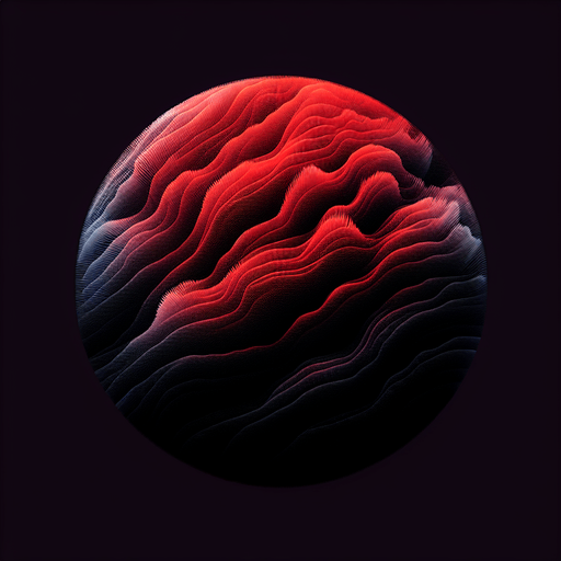 Uma particula vermelha com gradiente preto torto.
Single Game Texture. In-Game asset. 2d. Blank background. High contrast. No shadows.