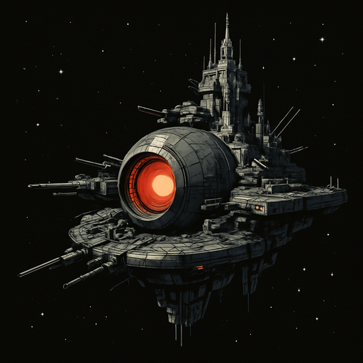 Uzay savaş istasyonu - Gerçekçi.
In-Game asset.  High contrast.  No shadows