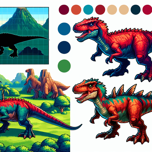 Dinosaur.
Single Game Texture.  In-Game asset.  2d.  Blank background.  High contrast.  No shadows