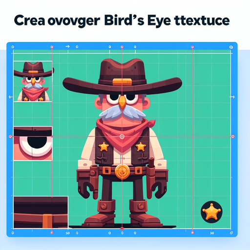 kuş bakışı 2d şerif animasyon.
Single Game Texture.  In-Game asset.  2d.  Blank background.  High contrast.  No shadows