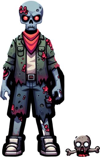 Игрок в стиле зомби апокалипсиса.
Single Game Texture. In-Game asset. 2d. Blank background. High contrast. No shadows.