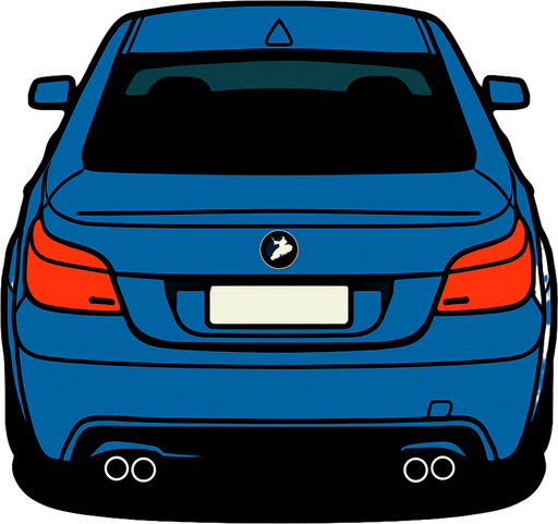 Bmw e60 arkasi ama yukaridan.
In-Game asset.  2d.  High contrast.  No shadows