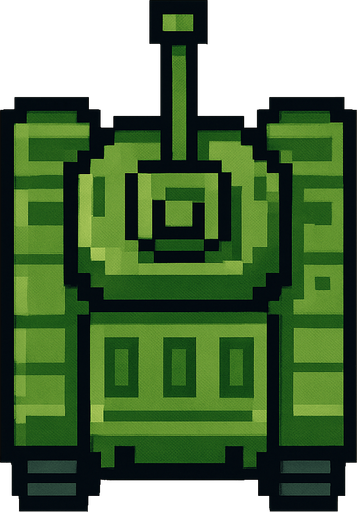 green tank pixel art top down.
In-Game asset.  2d.  High contrast.  No shadows
