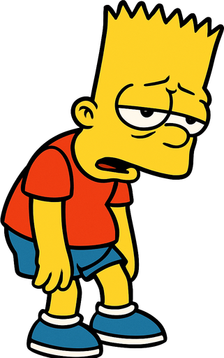Bart is tired.
In-Game asset.  2d.  High contrast.  No shadows
