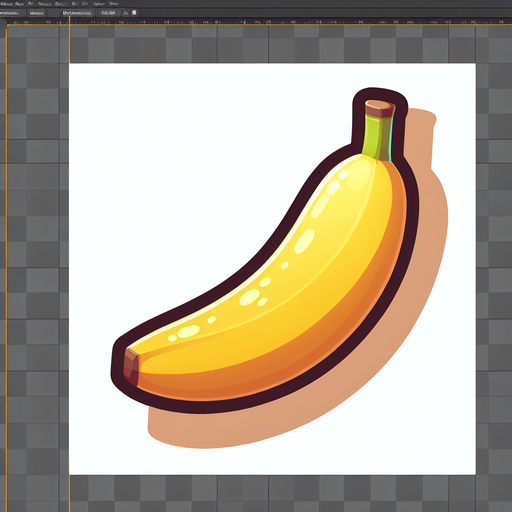 banana.
Single Game Texture.  In-Game asset.  2d.  Blank background.  High contrast.  No shadows