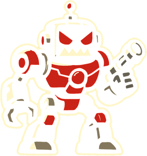 robot enemy.
In-Game asset.  2d.  High contrast.  No shadows