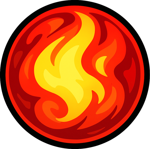 red and yellow mix orb.
In-Game asset.  2d.  High contrast.  No shadows