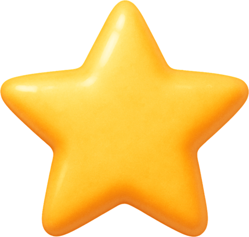 A rating star. Cute soft graphics. soft ambient light. semi-matte to satin surfaces. naturalistic with slight saturation boost colors. 
In-Game asset.  2d.  High contrast.  No shadows. top down..
In-Game asset.  2d.  High contrast.  No shadows