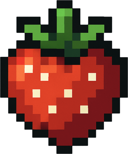 make pixel art 2d strawberry.
In-Game asset.  2d.  High contrast.  No shadows
