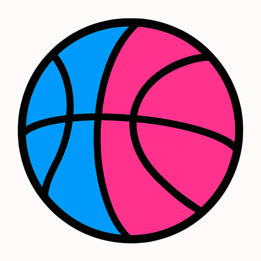 A half blue and half pink Basketball.
In-Game asset.  2d.  High contrast.  No shadows