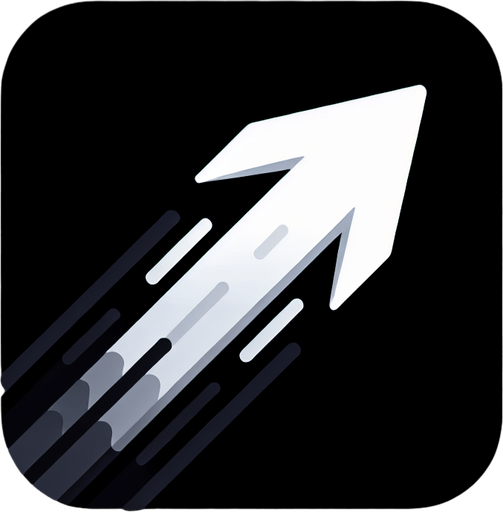 Fast white up arrow. Simple design. Black background..
Single Game Texture.  In-Game asset.  2d.  Blank background.  High contrast.  No shadows