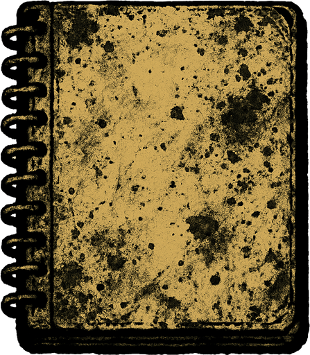 A dirty notebook like it was in a abandoned school.
In-Game asset.  2d.  High contrast.  No shadows