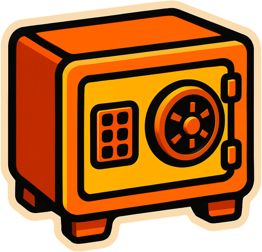banka kasası küçük.
In-Game asset.  2d.  High contrast.  No shadows