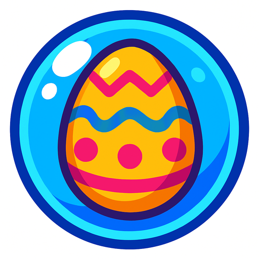 an easten egg in a bubble.
In-Game asset.  2d.  High contrast.  No shadows