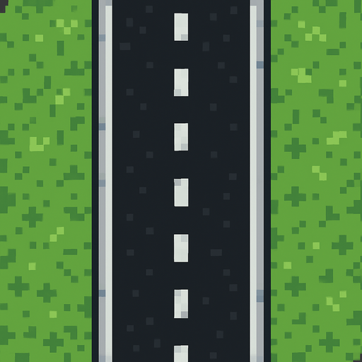 road, pixel, 2d.
In-Game asset.  2d.  High contrast.  No shadows. In-Game asset