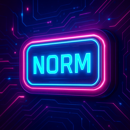 neon cyberpunk glowing NORM button blue pink futuristic videogame
