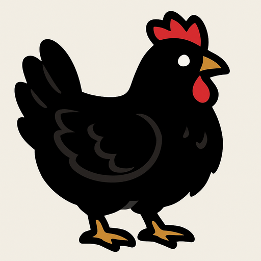 Black chicken.
In-Game asset.  2d.  High contrast.  No shadows