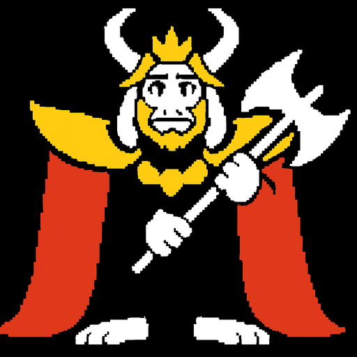 asgore
undeertale.
In-Game asset.  2d.  High contrast.  No shadows