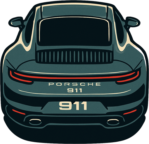 Yeni porche 911 arkasi ama yukaridan
In-Game asset.  2d.  High contrast.  No shadows