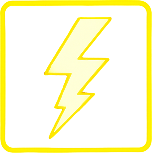 white lightning but in a yellow neon frame.
In-Game asset.  2d.  High contrast.  No shadows