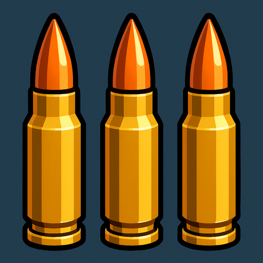 Triple vertical bullet.
In-Game asset.  3d.  High contrast.  No shadows