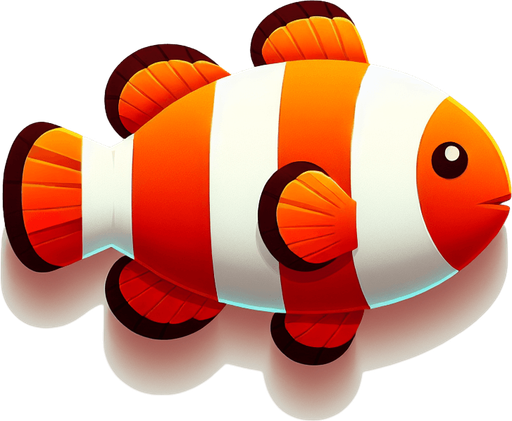 palyaço balığı.
Single Game Texture. In-Game asset. 2d. Blank background. High contrast. No shadows.