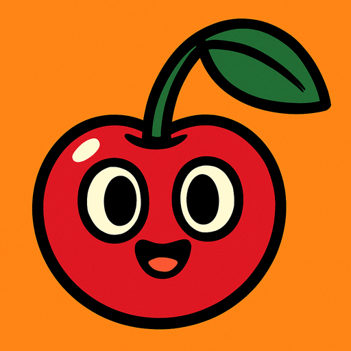 Cherry 
 with face.
In-Game asset.  2d.  High contrast.  No shadows