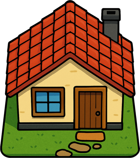 Top view of a house.
In-Game asset.  2d.  High contrast.  No shadows