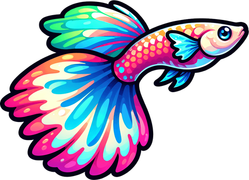Guppy fish.
Single Game Texture. In-Game asset. 2d. Blank background. High contrast. No shadows.