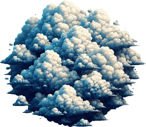 bunch clouds.
Single Game Texture.  In-Game asset.  Blank background.  High contrast.