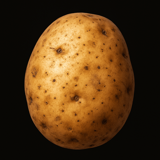 ultra realistic potato.
In-Game asset.  2d.  High contrast.  No shadows