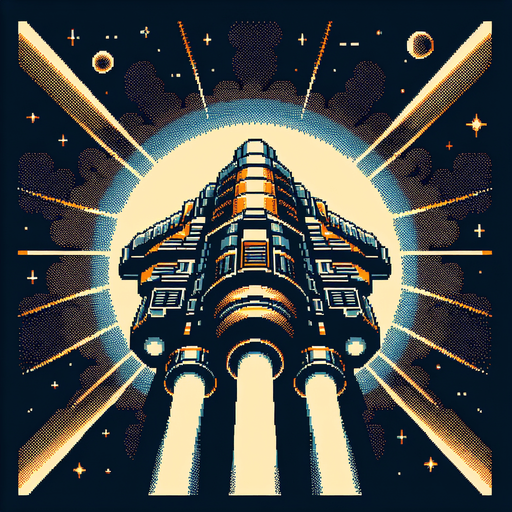 Spaceship like in galaga.
Single Game Texture. In-Game asset. 2d. Blank background. High contrast. No shadows. Straight up and down. Seen from above.