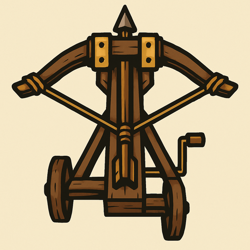 vertical top down balista medieval.
In-Game asset.  2d.  High contrast.  No shadows