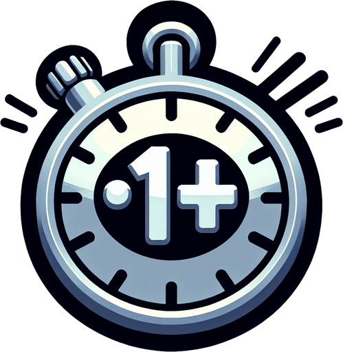 Stop watch with a big +1 sign.
Single Game Texture. In-Game asset. 2d. Blank background. High contrast. No shadows.