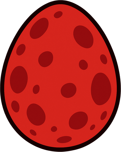 Make a red egg with dark red spots.
In-Game asset.  2d.  High contrast.  No shadows