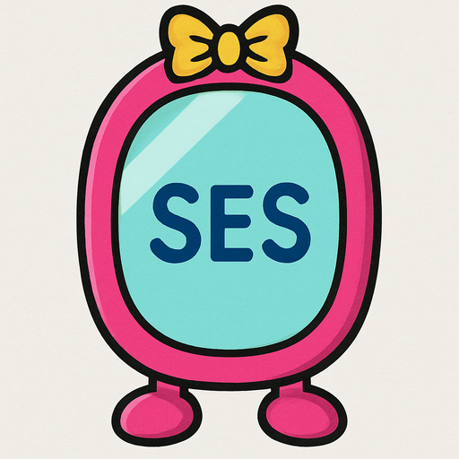 Draw the magic mirror from Doraemon, and write "SES" on it..
In-Game asset.  2d.  High contrast.  No shadows