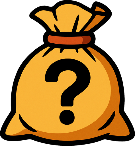 soru işareti olan bir torba.
In-Game asset.  2d.  High contrast.  No shadows