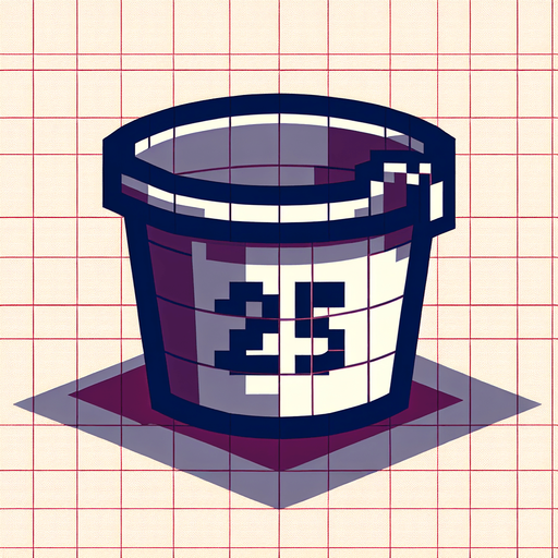 bucket with 25 text on it. front view. Single Game Texture. In-Game asset. 2d. Blank background. High contrast. No shadows. pixel. 8 bit