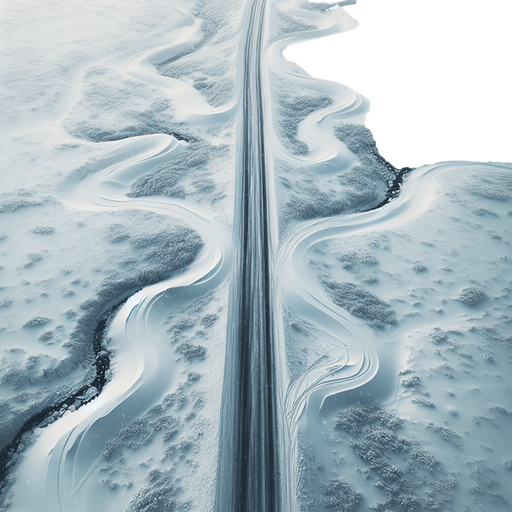 dirty road Fully covered by snow, top view