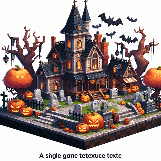 Town of Halloween.
Single Game Texture. In-Game asset. 2d. Blank background. High contrast. No shadows.